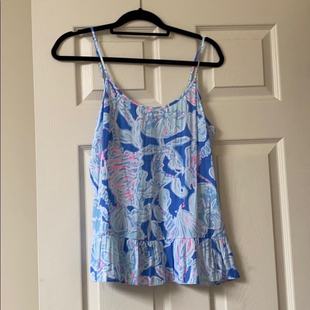 Lily Pulitzer blue shell cami tank silk feel